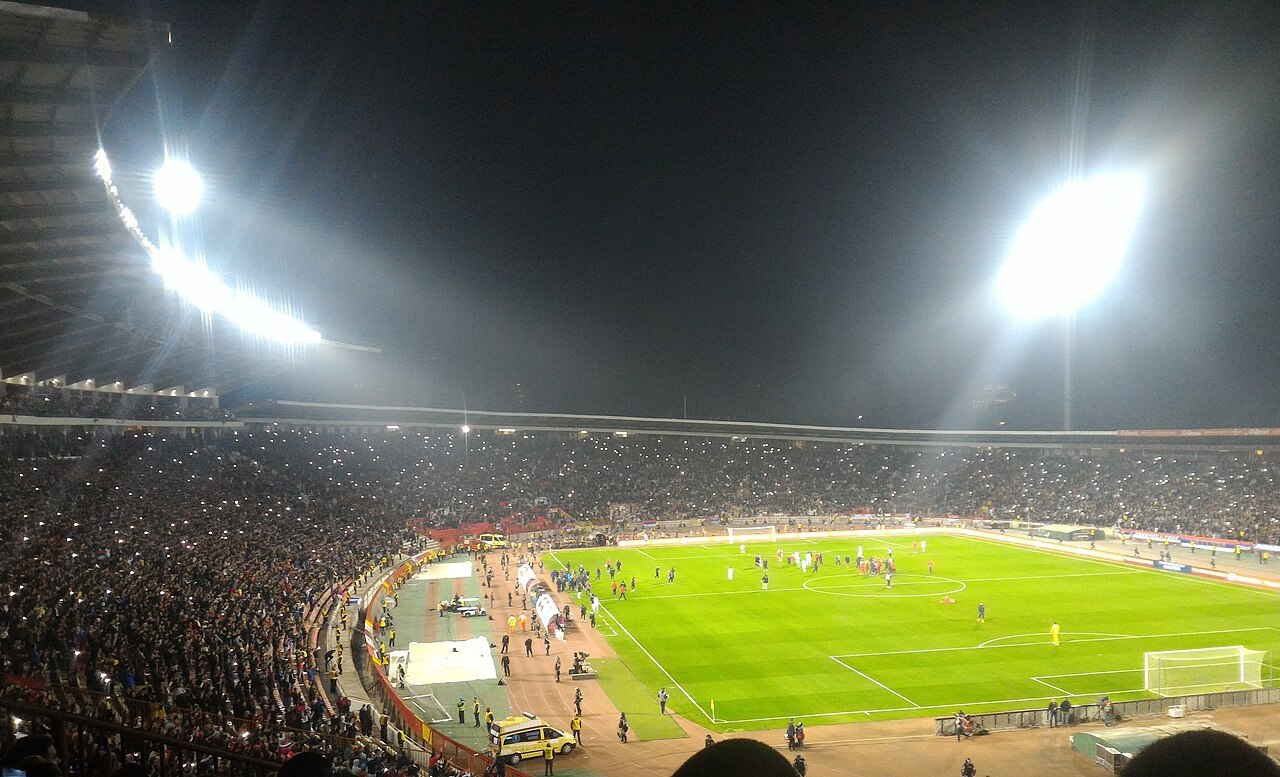 Arhivski pogled na stadion Rajko Mitić u Beogradu.